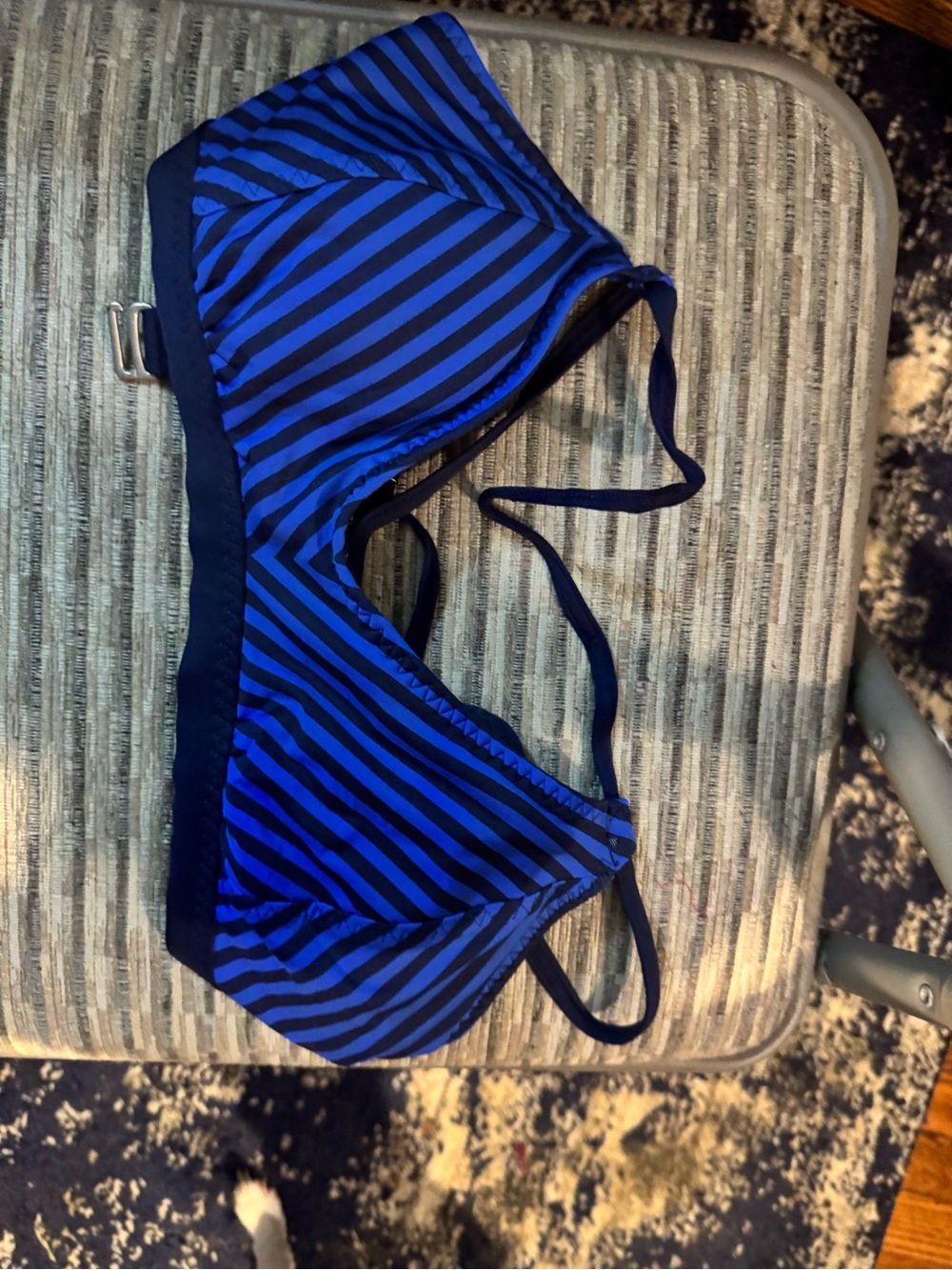 Athleta Blue and Black Striped Wireless Bralette size small